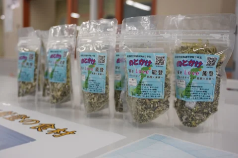 Packaged Noto food products on display